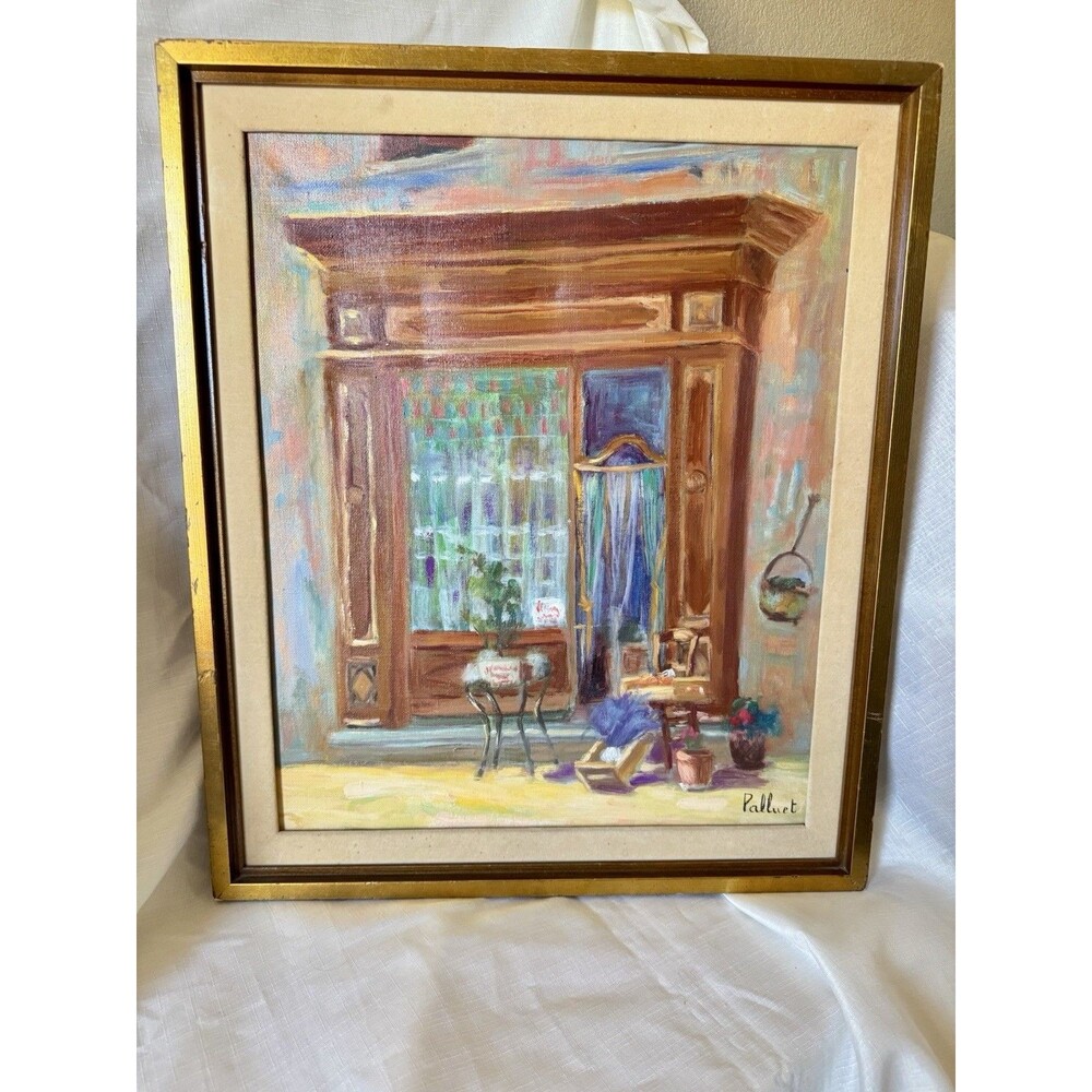 Original OOAK Painting Signed Palluet French Impressionist Art Framed Canvas
